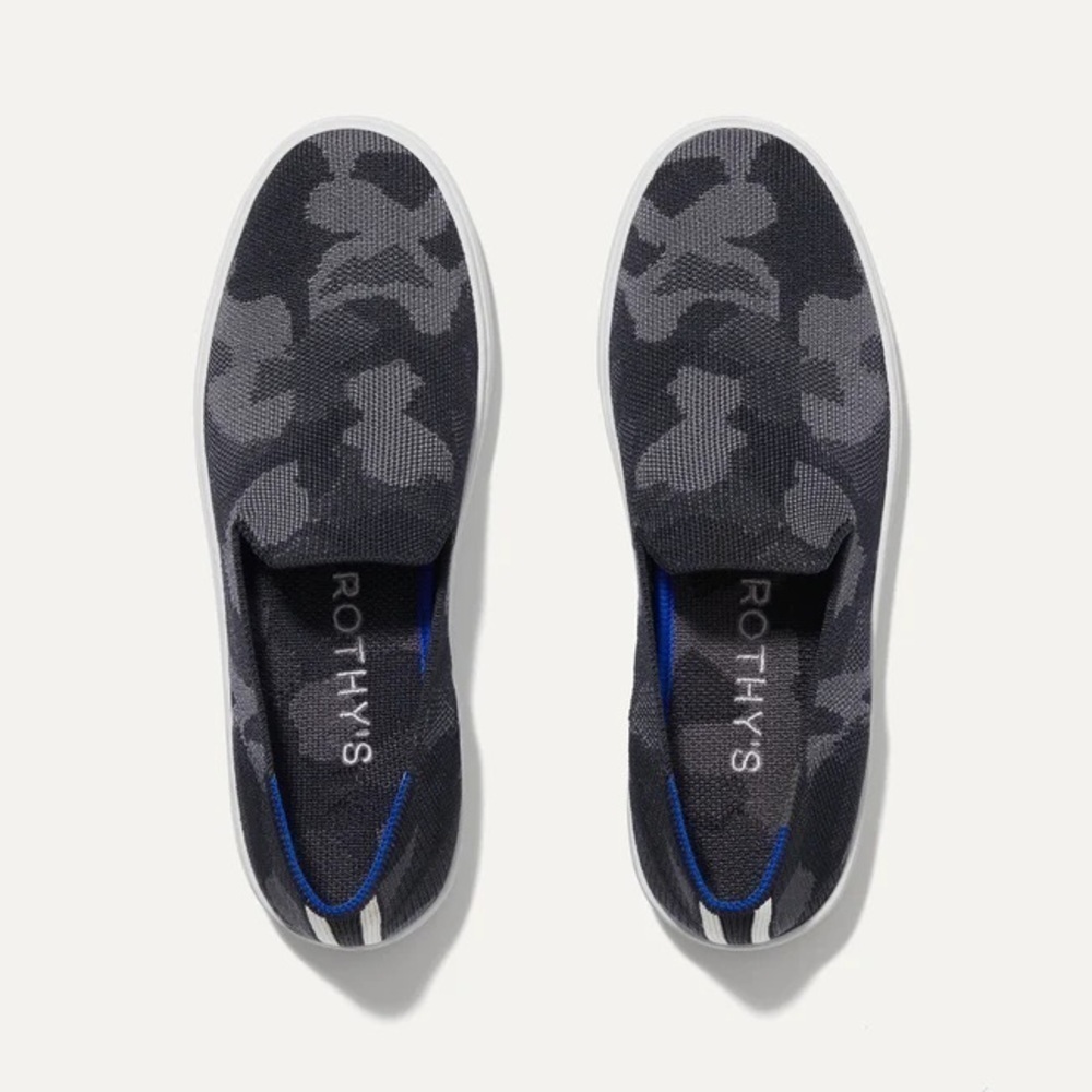 Rothys CAMO gray slip on sneakers size 6.5